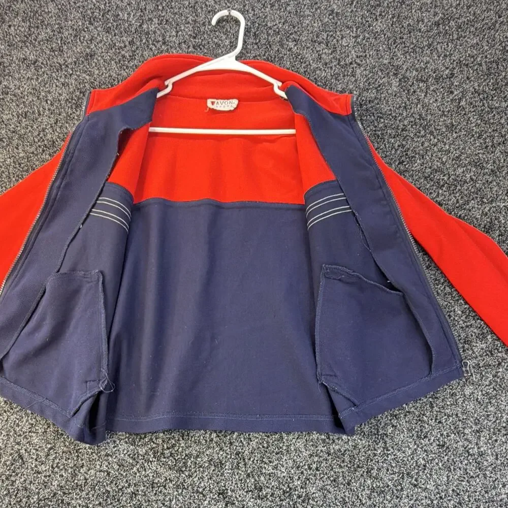 Avon Sport Men’s Red Blue White Striped Track Jacket Full Zip Stand-Up L